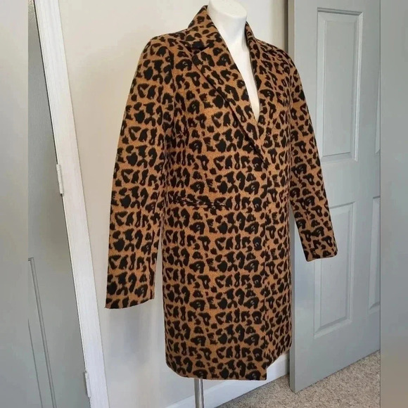 Dolce Cabo Animal Leopard Print Midi Lined Lightweight Coat NWT(S) - Picture 2 of 11